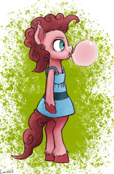 Size: 464x709 | Tagged: safe, artist:comickit, pinkie pie, earth pony, anthro, g4, bubblegum, female, solo