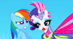 Size: 1099x597 | Tagged: safe, screencap, rainbow dash, rarity, g4, sonic rainboom (episode)