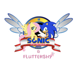 Size: 600x515 | Tagged: safe, artist:snicket324, fluttershy, pegasus, pony, g4, crossover, duo, emblem, logo, logo parody, male, parody, sega, simple background, sonic 3 & knuckles, sonic the hedgehog, sonic the hedgehog (series), transparent background, vector