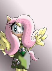 Size: 1700x2338 | Tagged: safe, artist:sammythedoodler, fluttershy, anthro, g4, female, solo, sonic the hedgehog (series), sonicified, style emulation