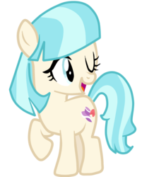 Size: 860x1068 | Tagged: safe, artist:luni-loves, coco pommel, earth pony, pony, g4, female, filly, simple background, solo, transparent background, vector, wink, younger