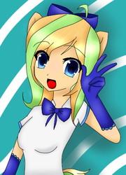 Size: 352x488 | Tagged: safe, artist:minimauuu1, oc, oc only, oc:mint cake, anthro, ambiguous facial structure, solo