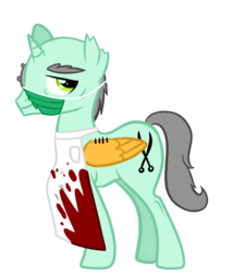 Size: 1024x1196 | Tagged: safe, artist:miles-upshur, blood, doctor richard, outlast, ponified