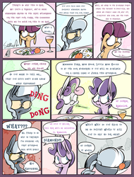 Size: 1235x1625 | Tagged: safe, artist:slitherpon, diamond tiara, scootaloo, silver spoon, sweetie belle, earth pony, pegasus, pony, unicorn, moody mark crusaders, g4, alternate universe, bandage, comic, female, filly, foal