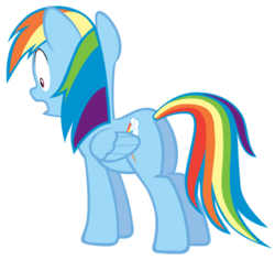 Size: 525x495 | Tagged: safe, artist:orangel8989, edit, rainbow dash, pegasus, pony, g4, blue body, blue coat, blue fur, blue pony, blue wings, female, folded wings, magenta eyes, mare, multicolored hair, multicolored mane, multicolored tail, open mouth, rainbow hair, rainbow tail, shocked, simple background, solo, tail, transparent background, vector, wings