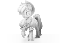 Size: 5000x3600 | Tagged: safe, artist:erudier, applejack, g4, cowgirl, female, grayscale, monochrome, solo