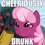 Size: 600x600 | Tagged: safe, edit, edited screencap, screencap, cheerilee, pony, g4, my little pony: friendship is magic, the super speedy cider squeezy 6000, animation error, apple, caption, cheerious, cider, drink, drinking, drunk, female, happy, image macro, mare, mug, pun, smiling, solo, tree, wrong eye color