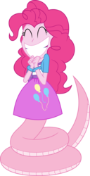 Size: 1537x2997 | Tagged: safe, artist:kaylathehedgehog, pinkie pie, lamia, original species, equestria girls, g4, eyes closed, female, pinklamia pie, simple background, solo, species swap, transparent background