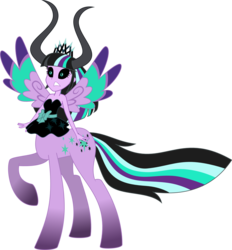 Size: 1967x2119 | Tagged: safe, artist:kaylathehedgehog, twilight sparkle, oc, oc:twivine sparkle, centaur, human, equestria girls, g4, black sclera, colored wings, corrupted, crown, female, jewelry, multicolored hair, multicolored tail, multicolored wings, rainbow hair, rainbow power, rainbow power-ified, rainbow tail, rainbow wings, regalia, simple background, solo, tail, tirevine sparkle, transparent background, twilight sparkle (alicorn), wings