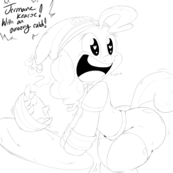 Size: 5000x5000 | Tagged: safe, artist:purple-yoshi-draws, pinkie pie, earth pony, semi-anthro, g4, absurd resolution, american football, arm hooves, butt, chips, female, hat, indianapolis colts, jermaine kearse, monochrome, nfl, plot, seattle seahawks, solo, super bowl, super bowl xlix