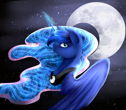 Size: 4000x3500 | Tagged: safe, artist:skajcia, princess luna, alicorn, pony, g4, female, magic, moon, night, solo