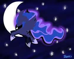 Size: 1280x1024 | Tagged: safe, artist:nothin-but-my-bones, princess luna, lunadoodle, g4, female, moon, night, solo