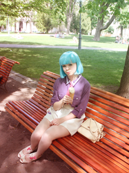 Size: 1416x1893 | Tagged: safe, artist:sewingintherain, coco pommel, human, g4, clothes, cosplay, costume, irl, irl human, photo, solo