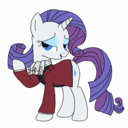 Size: 1024x1024 | Tagged: safe, artist:blondenobody, rarity, g4, ace attorney, clothes, crossover, female, frock coat, jabot, miles edgeworth, solo, suit, waistcoat