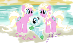 Size: 1024x601 | Tagged: safe, artist:jenfazz, oc, oc only, oc:coco aloha, earth pony, pony, solo