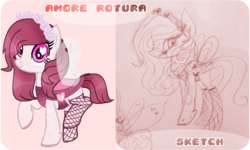 Size: 1010x606 | Tagged: safe, artist:starchasesketches, oc, oc only, oc:amore rotura, changeling, digital art, floral head wreath, pink changeling, sketch