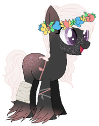 Size: 307x392 | Tagged: safe, artist:cocowaffles, oc, oc only, adoptable, floral head wreath, freckles, solo, unshorn fetlocks