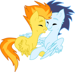 Size: 1024x978 | Tagged: safe, artist:neverlyn, soarin', spitfire, g4, female, male, ship:soarinfire, shipping, straight