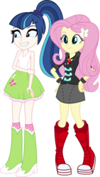 Size: 627x1109 | Tagged: safe, artist:alkonium, artist:mewtwo-ex, artist:nano23823, fluttershy, shining armor, sonata dusk, equestria girls, g4, boots, clothes, clothes swap, fluttershy's skirt, gleaming shield, high heel boots, palette swap, recolor, rule 63, shining sonata, shoes, skirt, socks, sonata dusk's boots