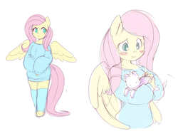 Size: 1182x905 | Tagged: safe, artist:ende26, fluttershy, cat, anthro, unguligrade anthro, g4, clothes, female, solo, sweater, sweatershy