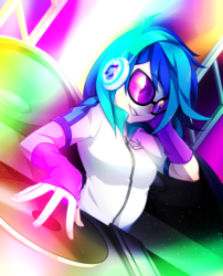 Size: 2426x3000 | Tagged: safe, artist:yuuabyss, dj pon-3, vinyl scratch, equestria girls, g4, female, headphones, high res, humanized, solo, sunglasses, turntable