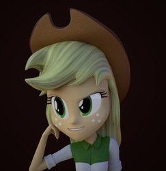 Size: 917x942 | Tagged: safe, artist:3d thread, artist:creatorofpony, applejack, equestria girls, g4, 3d, 3d model, blender, clothes, condescending applejack, condescending wonka, cowboy hat, female, hat, meme, roald dahl, shirt, solo, stetson, willy wonka and the chocolate factory