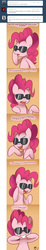 Size: 701x3850 | Tagged: safe, artist:solar-slash, pinkie pie, ask pinkie pie solutions, g4, advice, ask, female, solo, sunglasses, tumblr