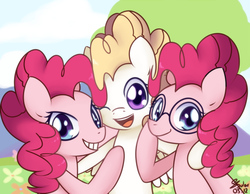 Size: 1100x855 | Tagged: safe, artist:solar-slash, pinkie pie, surprise, g1, g4, self ponidox