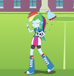 Size: 2929x3000 | Tagged: safe, artist:amante56, part of a set, rainbow dash, equestria girls, g4, bouquet, female, flower, football, high res, rose, roses and hearts 2015, solo