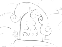 Size: 770x588 | Tagged: safe, artist:purgeslc, sweetie belle, g4, 30 minute art challenge, grave, graveyard, monochrome