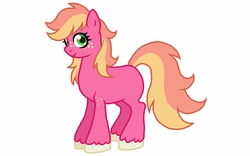 Size: 1280x800 | Tagged: safe, artist:unoriginai, oc, oc only, earth pony, pony, blank flank, cute, female, mare, offspring, parent:big macintosh, parent:cheerilee, parents:cheerimac, simple background, white background
