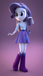 Size: 1080x1920 | Tagged: safe, artist:3d thread, artist:creatorofpony, rarity, equestria girls, g4, 3d, 3d model, blender, boots, bracelet, clothes, female, gem, jewelry, shirt, skirt, solo