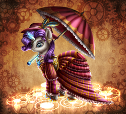 Size: 1592x1448 | Tagged: safe, artist:9de-light6, rarity, pony, unicorn, g4, clothes, dress, female, solo, steampunk, umbrella