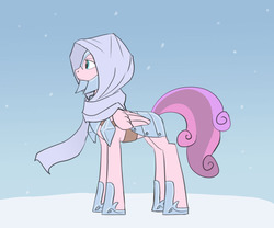 Size: 1000x832 | Tagged: safe, artist:carnifex, oc, oc only, oc:princess north star, armor, clothes, offspring, parent:princess cadance, parent:shining armor, parents:shiningcadance, scarf, snow, snowfall