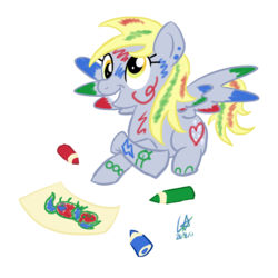 Size: 800x800 | Tagged: safe, artist:star-poke, derpy hooves, pegasus, pony, g4, crayon, female, mare, solo