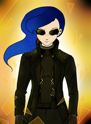 Size: 1102x1500 | Tagged: safe, artist:eduardo-rivera, artist:johnjoseco, princess luna, human, g4, adam jensen, clothes, crossover, deus ex, deus ex: human revolution, female, humanized, solo, sunglasses, trenchcoat