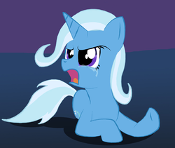 Size: 671x566 | Tagged: safe, artist:rautakoura, edit, trixie, pony, unicorn, g4, angry, crying, female, glare, gradient background, mare, open mouth, prone, solo