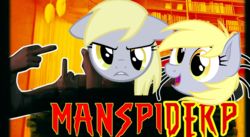 Size: 638x349 | Tagged: safe, derpy hooves, pegasus, pony, g4, female, manspider, mare, parody, smosh