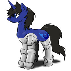 Size: 894x894 | Tagged: safe, artist:slouping, oc, oc only, oc:lunar nexus, cyborg, pony, unicorn, cutie mark, male, new lunar republic