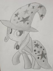 Size: 772x1034 | Tagged: artist needed, safe, trixie, pony, unicorn, g4, female, mare, monochrome, solo, traditional art