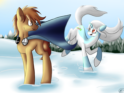 Size: 1024x768 | Tagged: safe, artist:speedyandrose, oc, oc only, oc:celery, oc:shiny whisper, winter wonderland