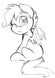 Size: 1404x1969 | Tagged: safe, artist:strangiesleepy, scootaloo, g4, crying, female, monochrome, pencil drawing, solo, traditional art, wip