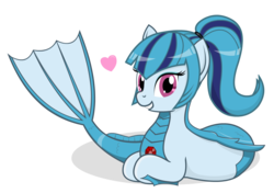 Size: 1771x1250 | Tagged: safe, artist:negasun, sonata dusk, merpony, siren, equestria girls, g4, my little pony equestria girls: rainbow rocks, cute, female, grin, heart, looking at you, ponyloaf, prone, simple background, smiling, solo, sonatabetes, squee, transparent background, vector