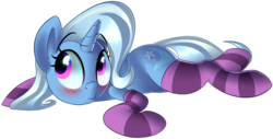 Size: 1971x1001 | Tagged: safe, artist:january3rd, trixie, pony, unicorn, g4, blushing, clothes, female, mare, simple background, socks, solo, striped socks, transparent background