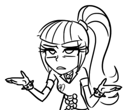 Size: 408x367 | Tagged: safe, artist:rileyav, sonata dusk, equestria girls, g4, my little pony equestria girls: rainbow rocks, female, monochrome, reaction image, shrug, solo, wtf