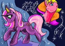 Size: 1024x727 | Tagged: safe, artist:bakukurara, cheerilee (g3), rarity (g3), pony, unicorn, g3, the runaway rainbow