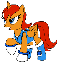 Size: 370x370 | Tagged: safe, artist:advanceddefense, alicorn, pony, alicornified, colored, ponified, raised hoof, sally acorn, solo, sonic the hedgehog (series)