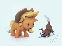 Size: 900x675 | Tagged: safe, artist:assasinmonkey, applejack, winona, g4, cute