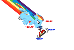 Size: 1483x1000 | Tagged: safe, artist:dashievore, rainbow dash, pegasus, pony, g4, abdominal bulge, crossover, female, fetish, flying, male, mare, preddash, simple background, sonic the hedgehog, sonic the hedgehog (series), transparent background, vector, vore