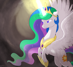 Size: 993x907 | Tagged: safe, artist:kodabomb, princess celestia, g4, female, magic, rearing, solo, spread wings